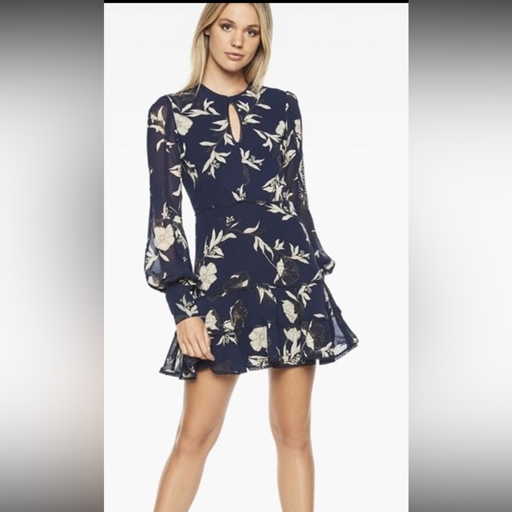 Bardot Women's Tammy Trim Zimmermann Style Dress Black Floral Tiered Ruffled S